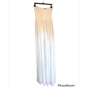 WHITE Strapless dress with sheer bottom